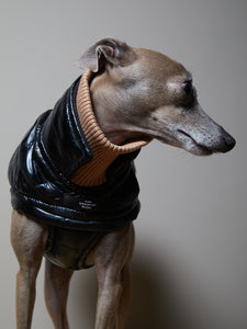 Chaqueta Negra Impermeable Cuello Tortuga Galgo Italiano / Whippet VENICE