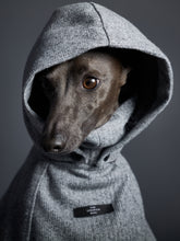 Cargar imagen en el visor de la galería, Capa Gris Cuello Tortuga con Capucha y Forro Peludo DOWNEY Galgo Italiano / Whippet
