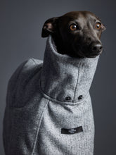 Cargar imagen en el visor de la galería, Capa Gris Cuello Tortuga con Capucha y Forro Peludo DOWNEY Galgo Italiano / Whippet
