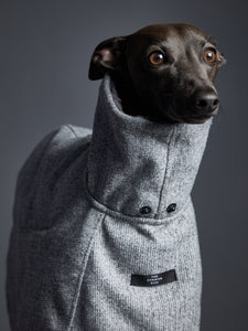 Capa Gris Cuello Tortuga con Capucha y Forro Peludo DOWNEY Galgo Italiano / Whippet