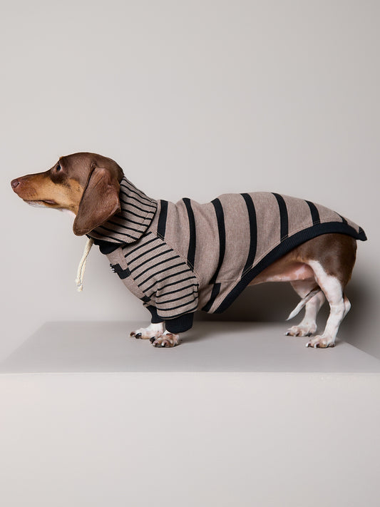 Sueter de Rayas Taupe y Negro LINE para Perro Salchicha