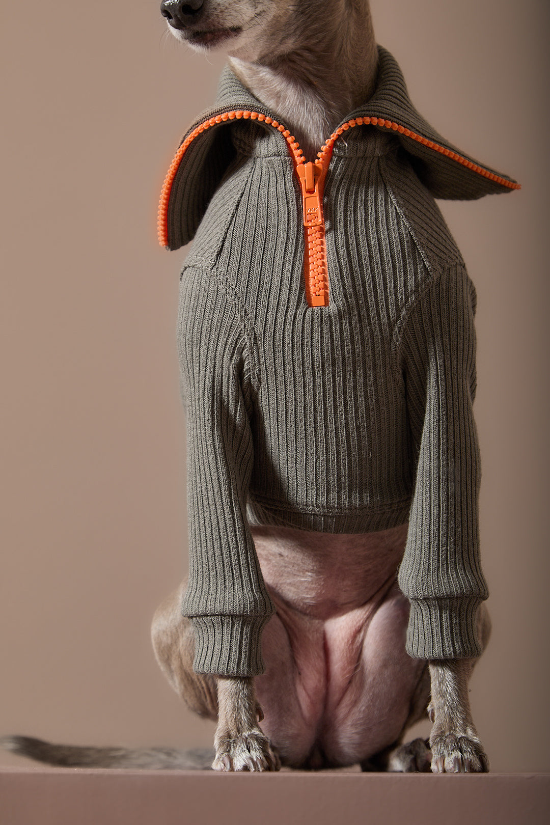 Sueter Verde Militar con Cierre Galgo Italiano / Whippet KNIT