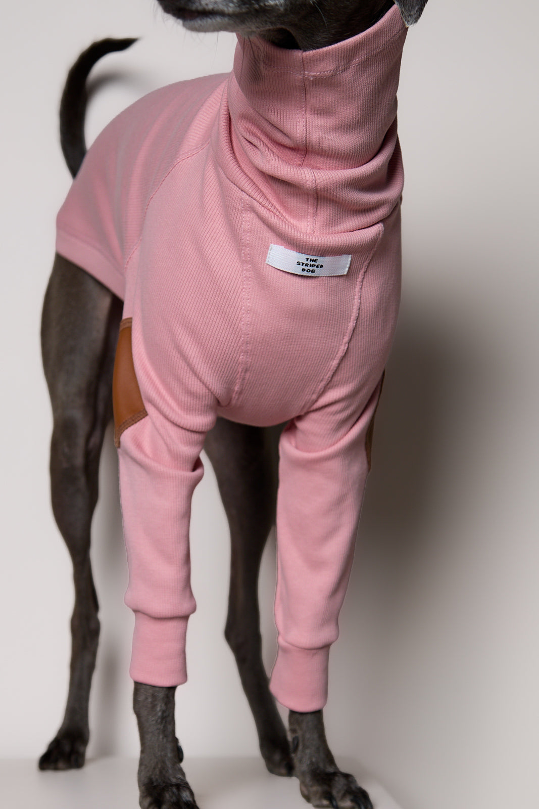 Sueter de Rib Cuello Tortuga Rosado y Parches MIST para Galgo Italiano / Whippet
