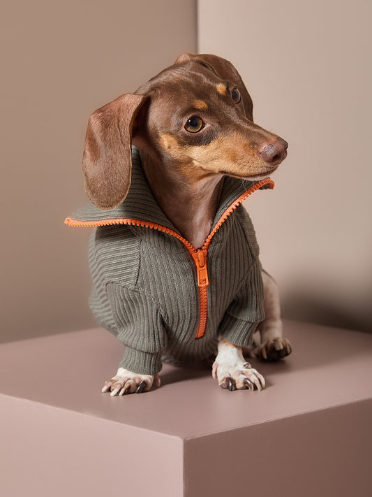 Sueter Verde Militar con Cierre Salchicha KNIT