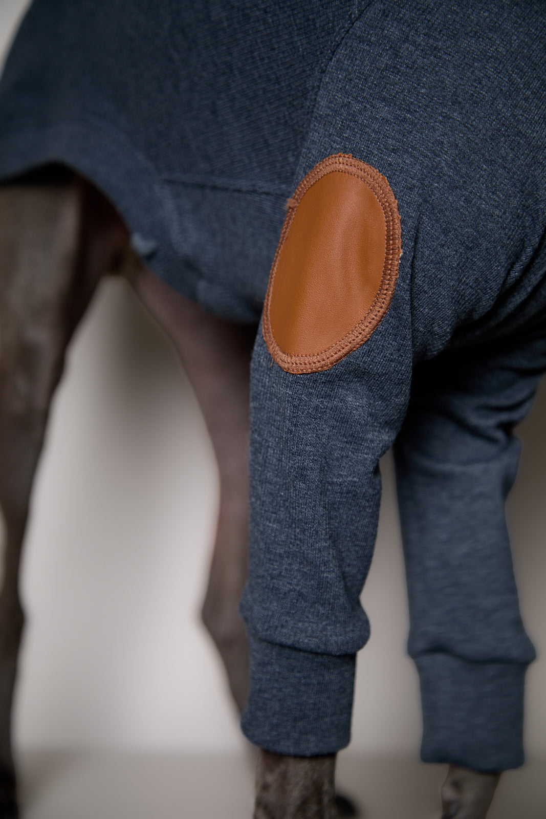 Sueter de Rib Cuello Tortuga Azul Jaspe y Parches MIST para Galgo Italiano / Whippet