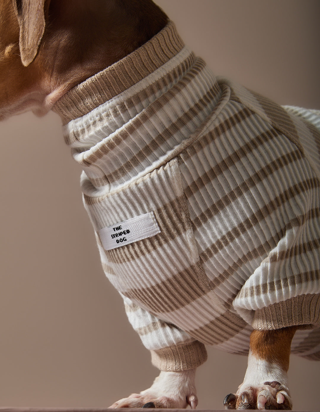 Sueter Rayas Arena y Crema Cuello Tortuga Salchicha REED
