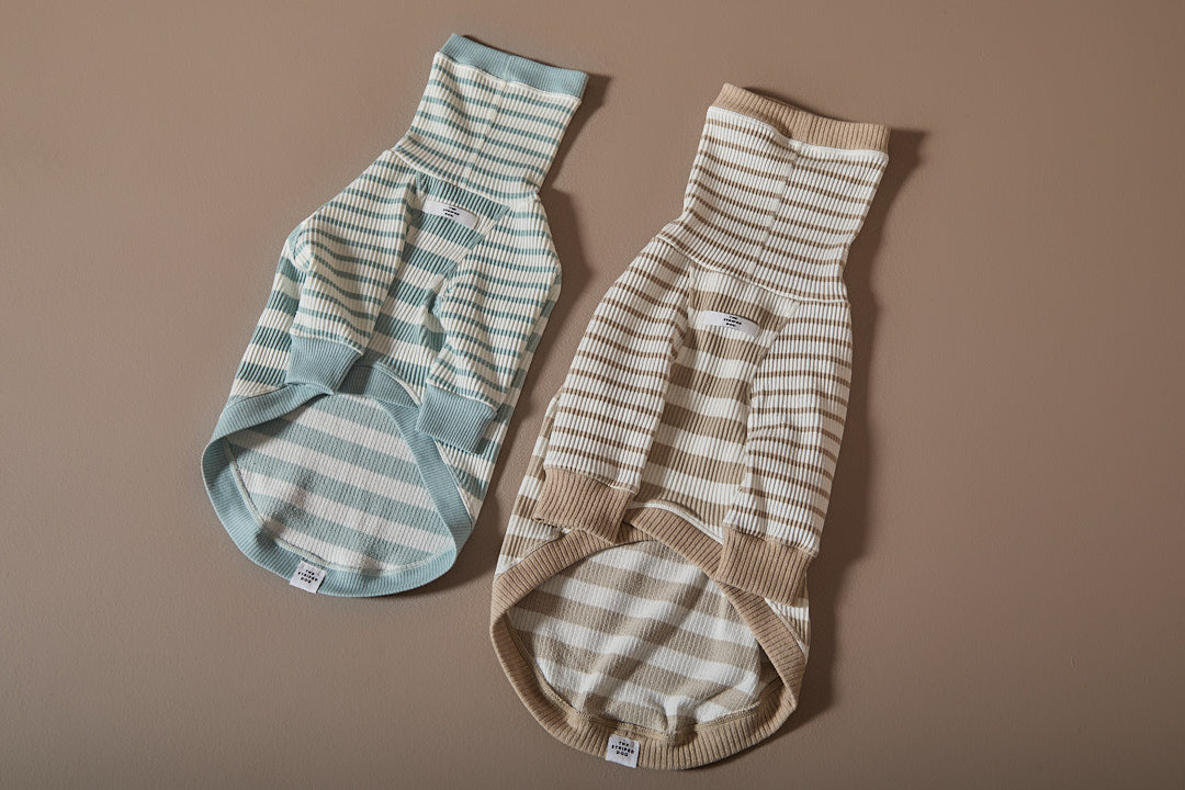 Sueter Rayas Turquesa y Crema Cuello Tortuga REED