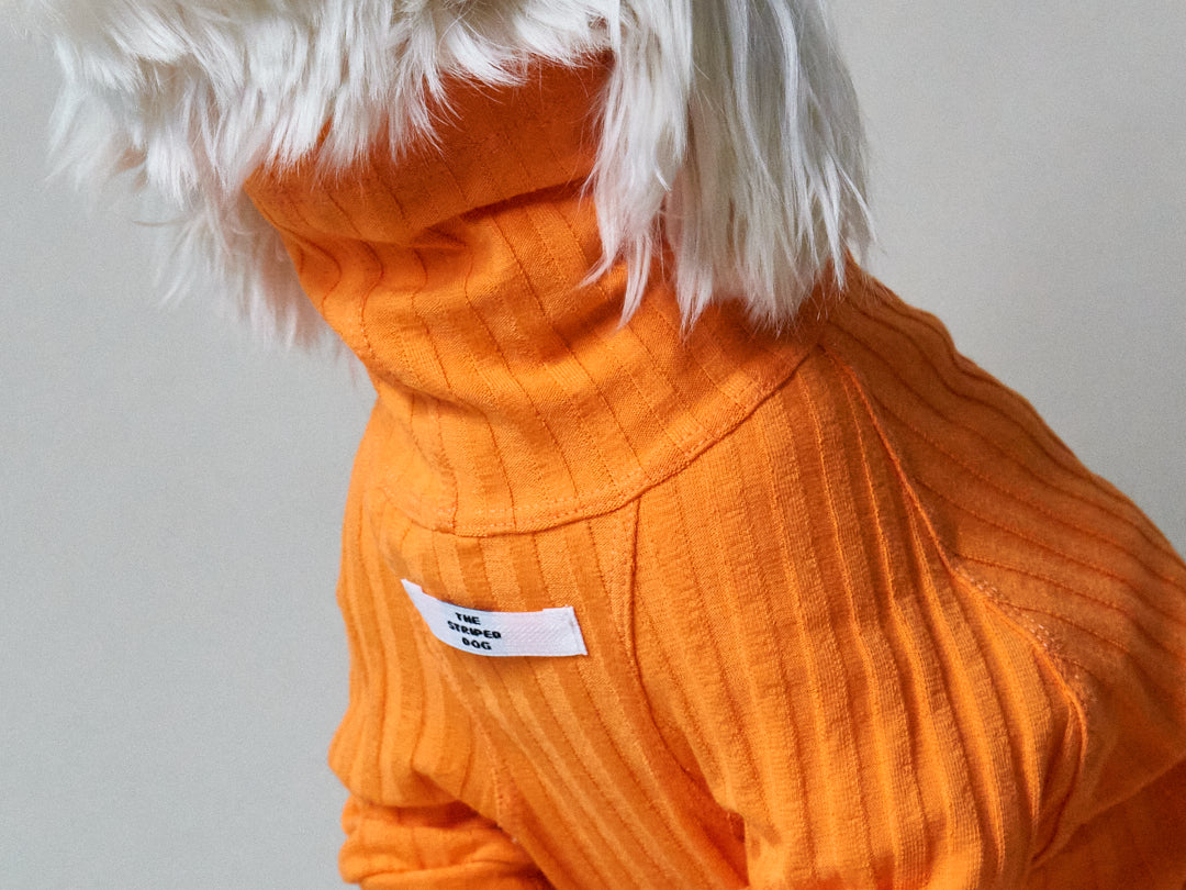 Sueter Naranja Cuello Tortuga en Rib PRISMA